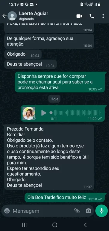 Conversa de WhatsApp evidenciando satisfação de cliente com Gota Q10