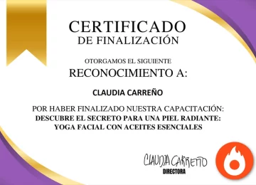 certificado yoga facial aceites esenciales claudia carreño