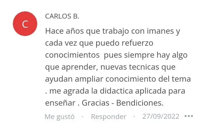 Opiniones positivas sobre el curso de Biomagnetismo y Terapia con Imanes de Fabiana Perrone