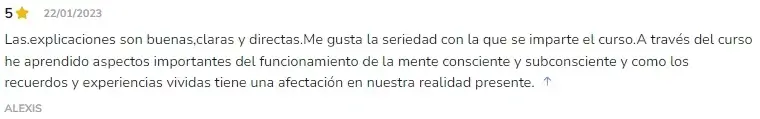 Testimonio de Alexis que agradece por el curso Terapia en Vidas Pasadas con Fabiana Perrone