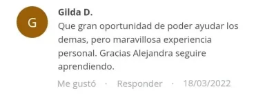 Testimonio de Gilda D. agradeciendo a Alejandra Mansilla por el curso